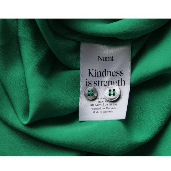 Numi The Simone Button-Up Blouse / Medium / Mint Green Silk Blend Long Sleeves - Picture 9 of 9